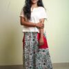Cotton skirt : Long - white with captions - Image 3