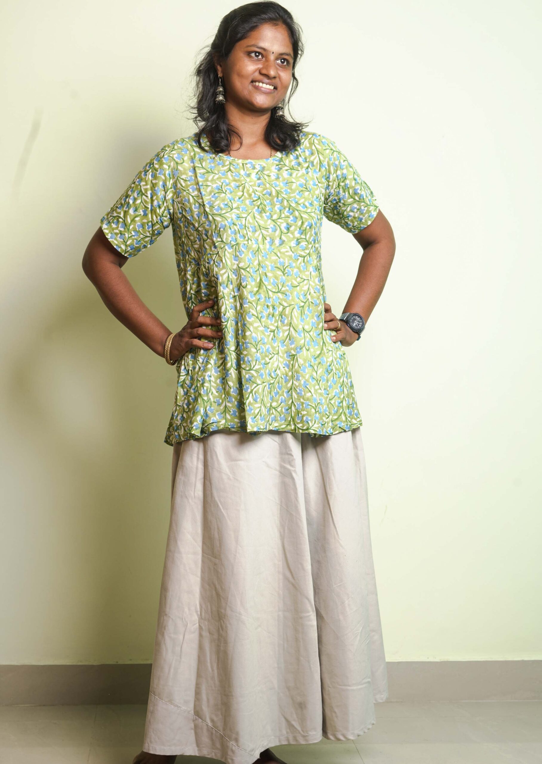 Set of 2 - swirl skirt + crop top - Indigo Waves & Azure Threads - maati  crafts