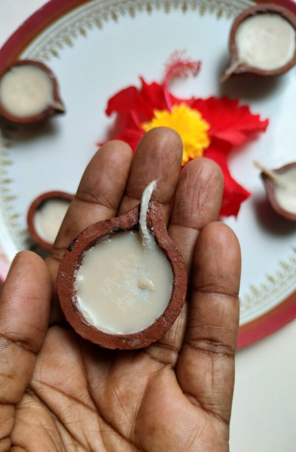 Clay lamp / diya - filled and ready